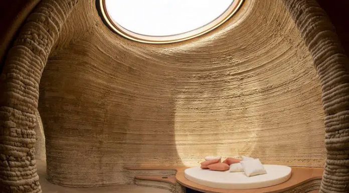 El barro como materia prima de una casa impresa en 3D